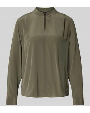 BOSS Relaxed Fit Langarmbluse aus reiner Seide Modell 'Belindina' - Grün