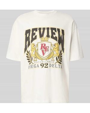 Review T-Shirt mit Label-Print und Rundhalsausschnitt - Weiß