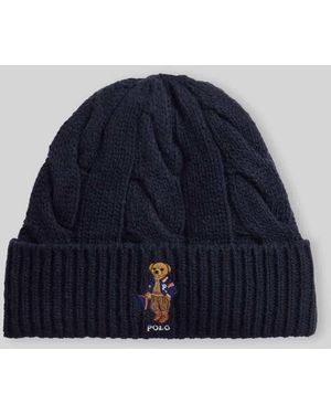 Polo Ralph Lauren Strickmütze aus Woll-Mix Modell 'F26 BR BEANI' - Blau