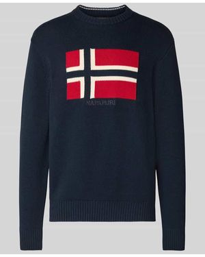 Napapijri Strickpullover mit Rundhalsausschnitt Modell 'MURA' - Blau