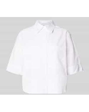 S.oliver Boxy Fit Blouse Met Korte Mouwen Van Een Mix Van Katoen En Lyocell - Wit
