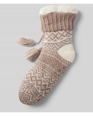 Capelli New York Socken Mit Bommeln Modell 'Home' - Natur