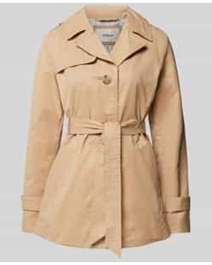S.oliver Korte Trenchcoat Met Strikceintuur - Naturel