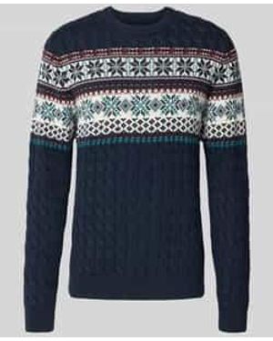 Mcneal Gebreide Pullover Met Ribboorden - Blauw