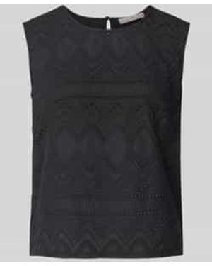 christian berg Regular Fit Blousetop Met Broderie Anglaise - Zwart