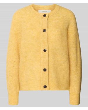 SELECTED Regular Fit Strickjacke aus Woll-Mix mit Alpaka-Anteil Modell 'LULU' - Gelb