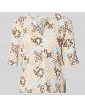 S.oliver Relaxed Fit Blouse Met Korte Mouwen Van Viscosemix - Naturel
