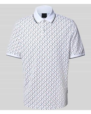 Bugatti Regular Fit Poloshirt im Allover-Look - Blau