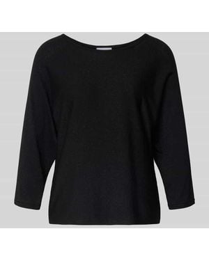 Comma, Relaxed Fit Pullover aus Viskose-Mix in Strick-Optik - Schwarz
