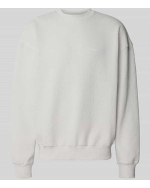 PEGADOR Oversized Fit Sweatshirt mit Logo-Stitching Modell 'Tate' - Weiß