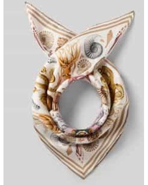 Codello Zijden Sjaal Met All-Over Motiefprint Model 'Ocean' - Naturel