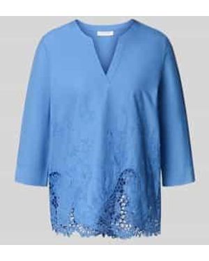 Eterna Regular Fit Blouse Met Motiefstitching - Blauw