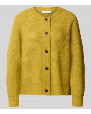 SELECTED Relaxed Fit Strickjacke aus Woll-Mix Modell 'LULU' - Gelb