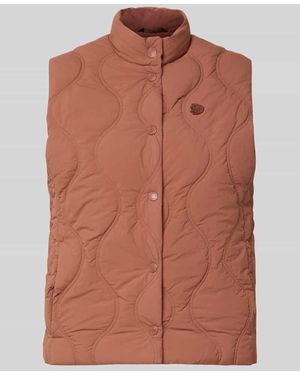 Superdry Steppweste mit Stehkragen und Label-Stitching - Braun