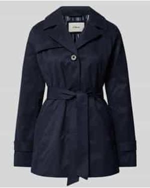 S.oliver Korte Trenchcoat Met Strikceintuur - Blauw
