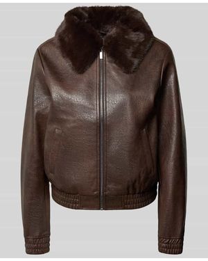Zero Jacke in Leder-Optik mit Kunstfell - Braun