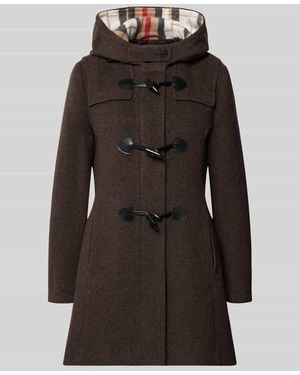 GIL BRET Regular Fit Dufflecoat aus Woll-Mix - Schwarz