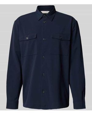 Casual Friday Regular Fit Overshirt mit Viskose-Anteil Modell 'AUGUSTO' - Blau