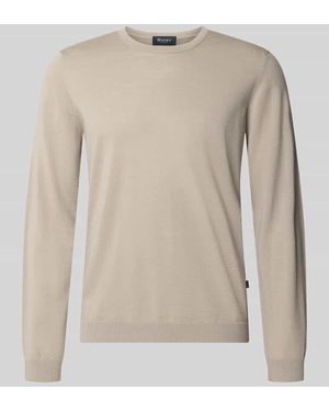 Maerz Strickpullover aus Schurwolle mit Rundhalsausschnitt - Natur