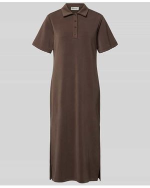 My Essential Wardrobe Polokleid mit Knopfleiste Modell 'Helle' - Braun