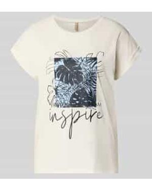 Soya Concept T-Shirt Met Gefixeerde Mouwomslag Model 'Rina' - Blauw