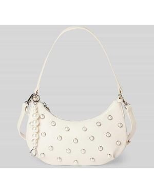 SEIDENFELT Handtasche mit Perlen Modell 'TYDAL' - Natur