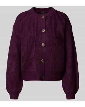 Vero Moda Relaxed Fit Strickjacke mit einreihiger Knopfleiste Modell 'LEA' - Lila