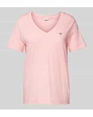 GANT T-Shirt Met Labelstitching - Roze