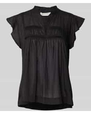 MSCH Copenhagen Blouse Met Opstaande Kraag En V-hals - Zwart