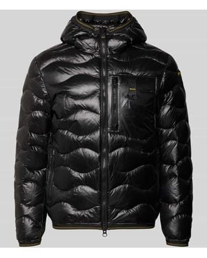 Blauer Usa Steppjacke mit Zweiwege-Reißverschluss Modell 'WAVE' - Schwarz