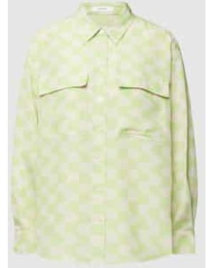 Opus Overhemdblouse Met Grafisch Motief - Geel