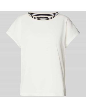 Comma, T-Shirt mit Kappärmeln und Rundhalsausschnitt - Weiß