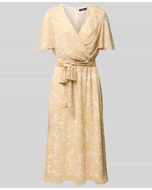 Ralph Lauren Knielanges Wickelkleid mit V-Ausschnitt Modell 'FILSEE' - Natur