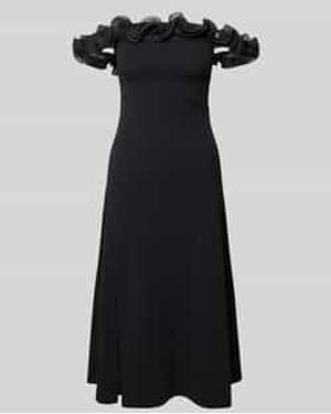 Lipsy Knielange Cocktailjurk Met Ruches - Zwart