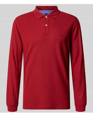 Fynch-Hatton Regular Fit Poloshirt mit Logo-Stitching - Rot