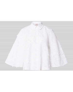 Emme Regular Fit Bluse mit Stitchings Modell 'MAMICO' - Weiß