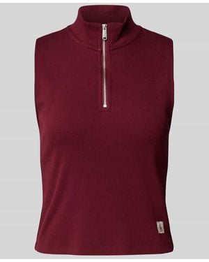 Calvin Klein Top mit Stehkragen und Reißverschluss - Rot
