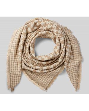 Kurt Beines Schal mit Fransen Modell 'Houndstooth Triangular' - Natur