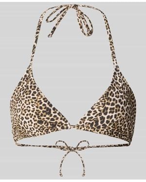 Jake*s Bikini-Oberteil mit Allover-Animal-Print - Grau
