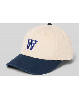 WOOD WOOD Basecap mit Label-Stitching - Blau