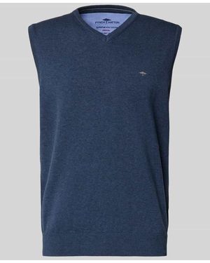 Fynch-Hatton Pullunder mit Label-Stitching - Blau