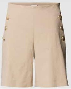 Seductive Korte Linnen Broek Met Sierknopen - Naturel