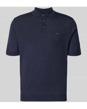 Fynch-Hatton Regular Fit Poloshirt aus reiner Baumwolle in Strick-Optik - Blau