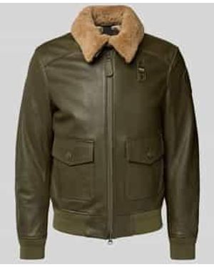 Blauer Usa Leren Jack Met Klepzakken, Model 'Cheiton' - Groen