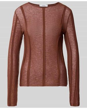 TOPSHOP Slim Fit Longsleeve in semitransparentem Design Modell 'Belma' - Braun