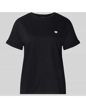 Opus Relaxed Fit T-Shirt mit Motiv-Stitching Modell 'Serz' - Schwarz