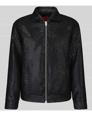 HUGO Bomberjacke mit glänzender Strukturoptik - Schwarz