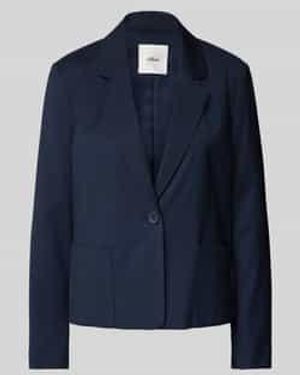 S.oliver Regular Fit Blazer Van Viscosemix Met Grote Zakken - Blauw