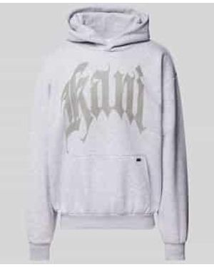 Karlkani Hoodie Met Labelprint - Grijs