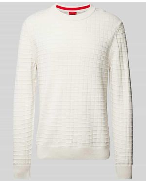 HUGO Strickpullover Mit Strukturmuster Modell 'Scoult' - Weiß